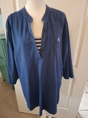 Cathy Daniels Dark Navy 3/4 Sleeve Henley Top